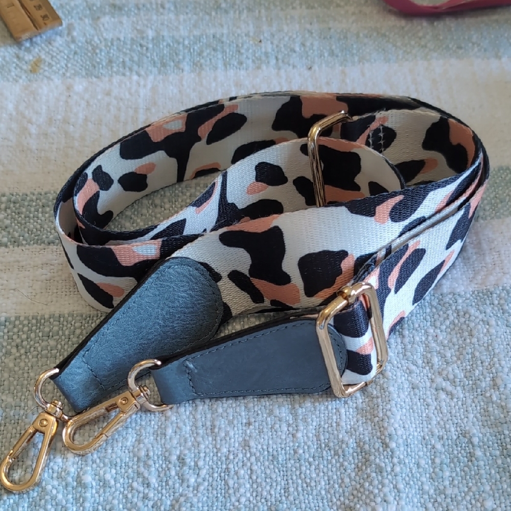 Leopard Print Bag Strap with Gold Hardware